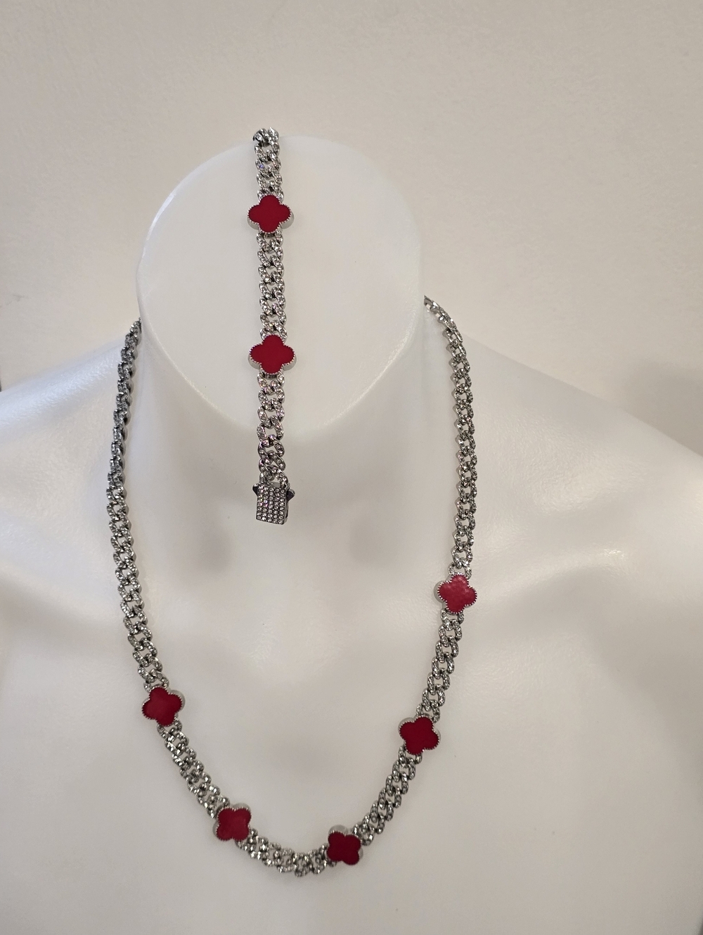 New!8mm Silver Over Copper Jewelry Set - 24" Necklace & 8" Bracelet -New Set